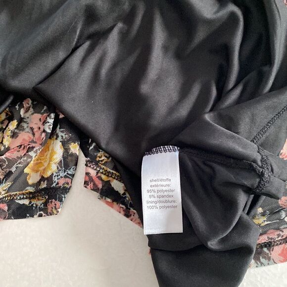 Maurices Black Ditsy Floral mesh Ruffle Hem Knee-length Dress - Picture 6 of 11